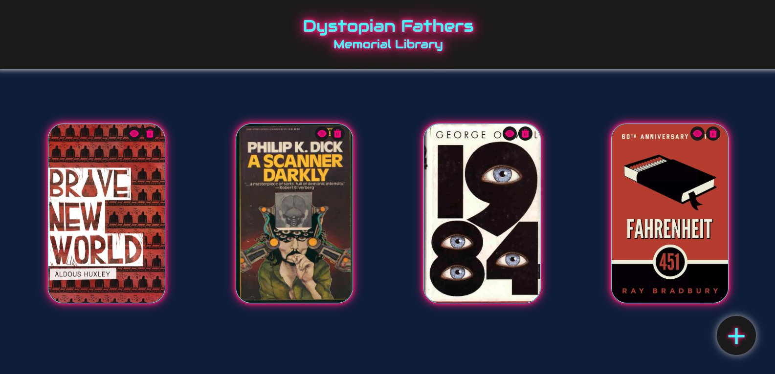 Screenshot of Dystopian Fathers Memorial Library application